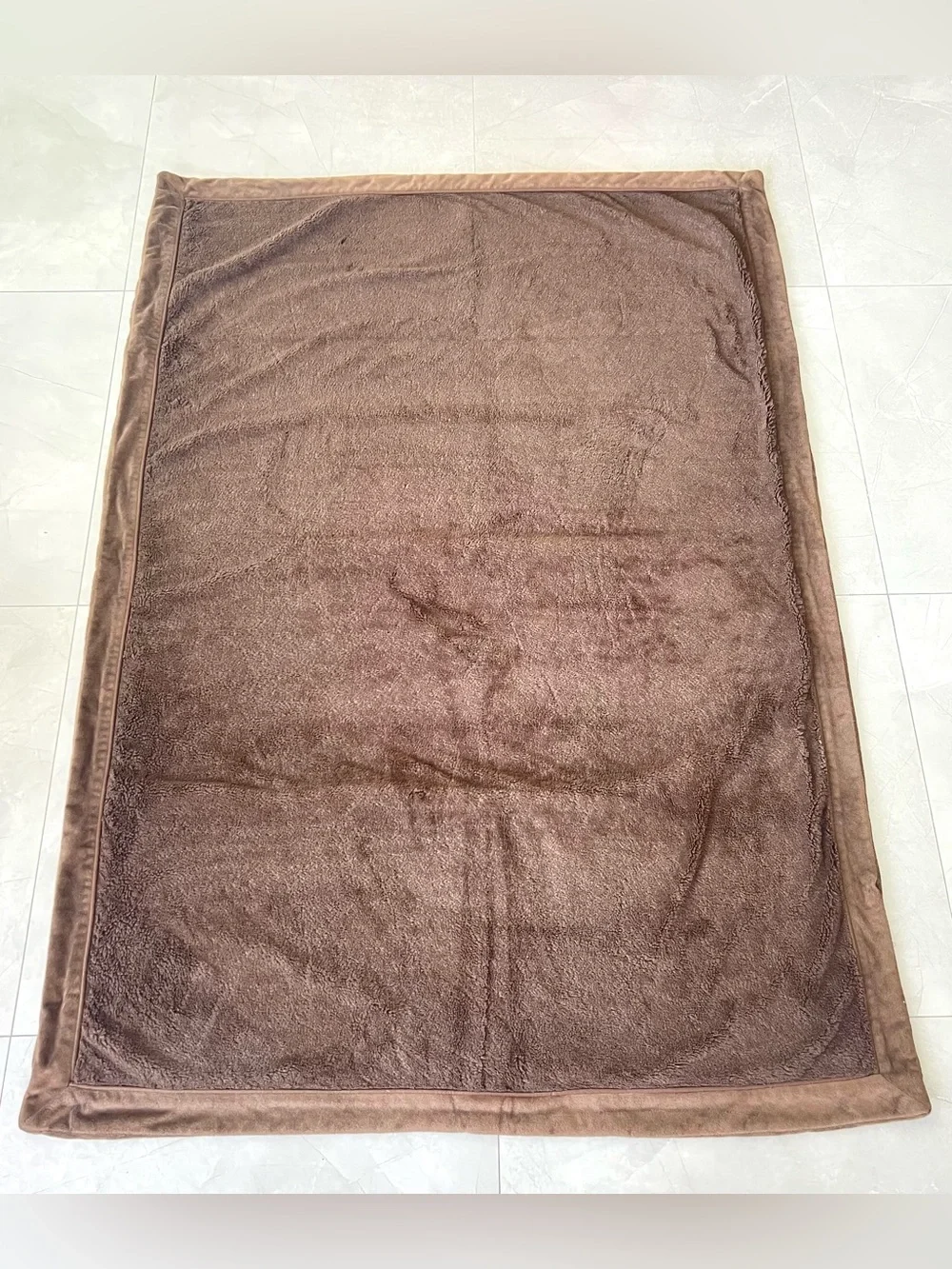 RESTORATION HARDWARE RH Brown Soft Fleece Faux Fur Reversible Cozy Blanket Throw